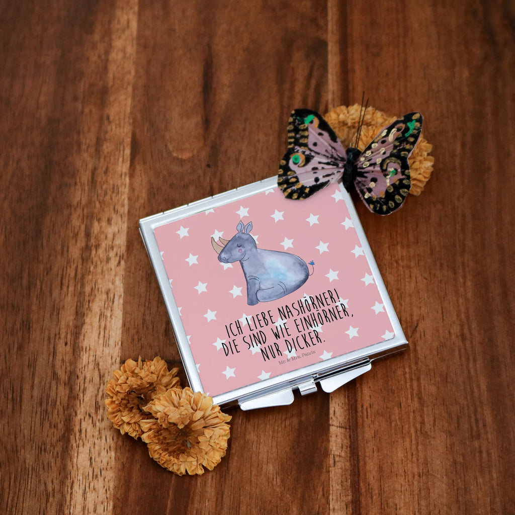 Handbag mirror unicorn rhino silver, mirror, handbag, make-up mirror, make up, square, unicorn, unicorns, funny saying, zoo, funny, Unicorn, rhinoceros, unicorn love, unicornpower, unicorn saying, rhino, witty, glitter, rainbow