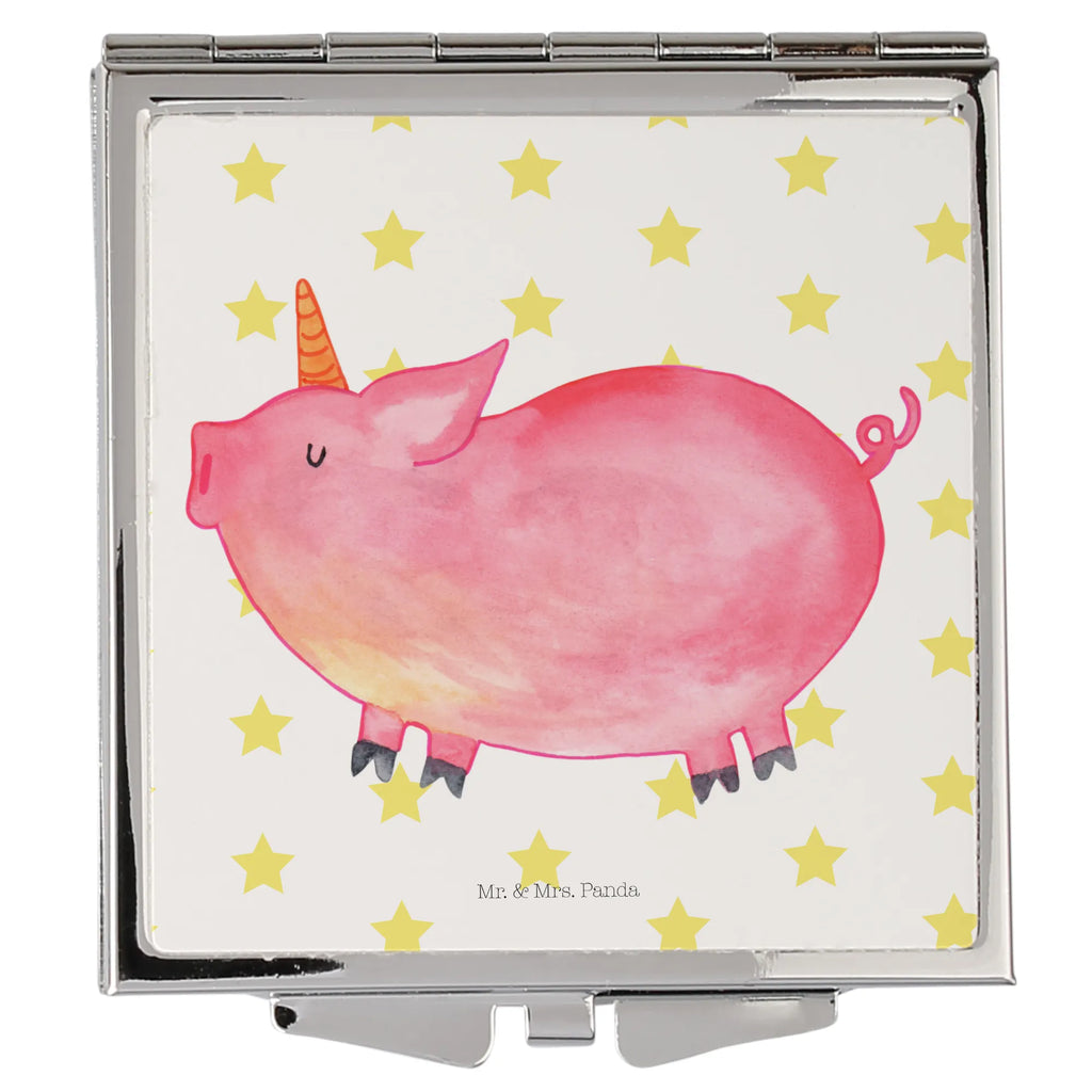 Handbag mirror unicorn Pig silver, mirror, make up, square, make-up mirror, handbag, unicorn, unicorns, Unicorn, girlfriend gift, Funny saying, pigcorn, Pig, piggy, piggycorn