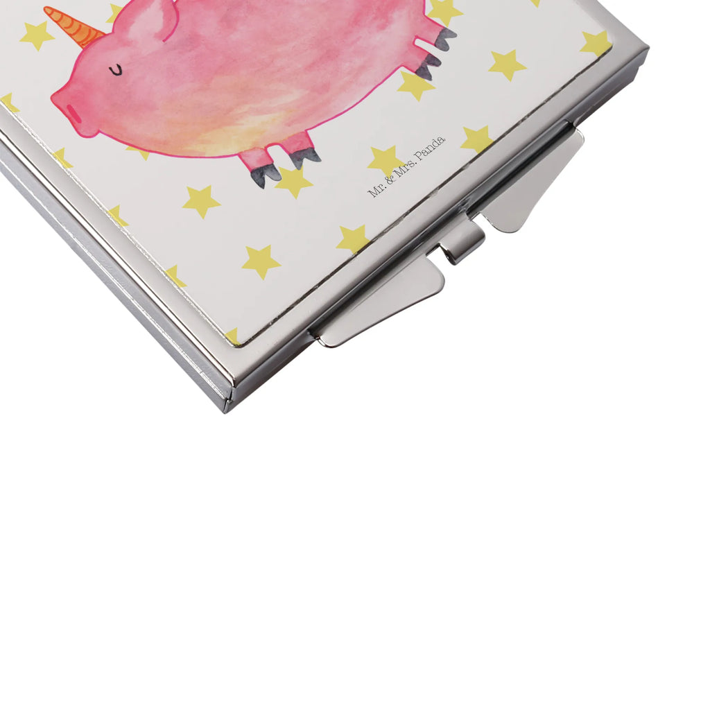 Handbag mirror unicorn Pig silver, mirror, make up, square, make-up mirror, handbag, unicorn, unicorns, Unicorn, girlfriend gift, Funny saying, pigcorn, Pig, piggy, piggycorn