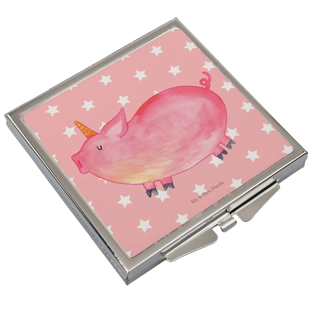 Handbag mirror unicorn Pig silver, mirror, make up, square, make-up mirror, handbag, unicorn, unicorns, Unicorn, girlfriend gift, Funny saying, pigcorn, Pig, piggy, piggycorn