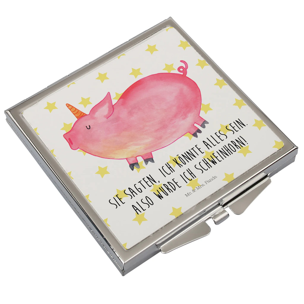 Handbag mirror unicorn Pig silver, mirror, make up, square, make-up mirror, handbag, unicorn, unicorns, Unicorn, girlfriend gift, Funny saying, pigcorn, Pig, piggy, piggycorn