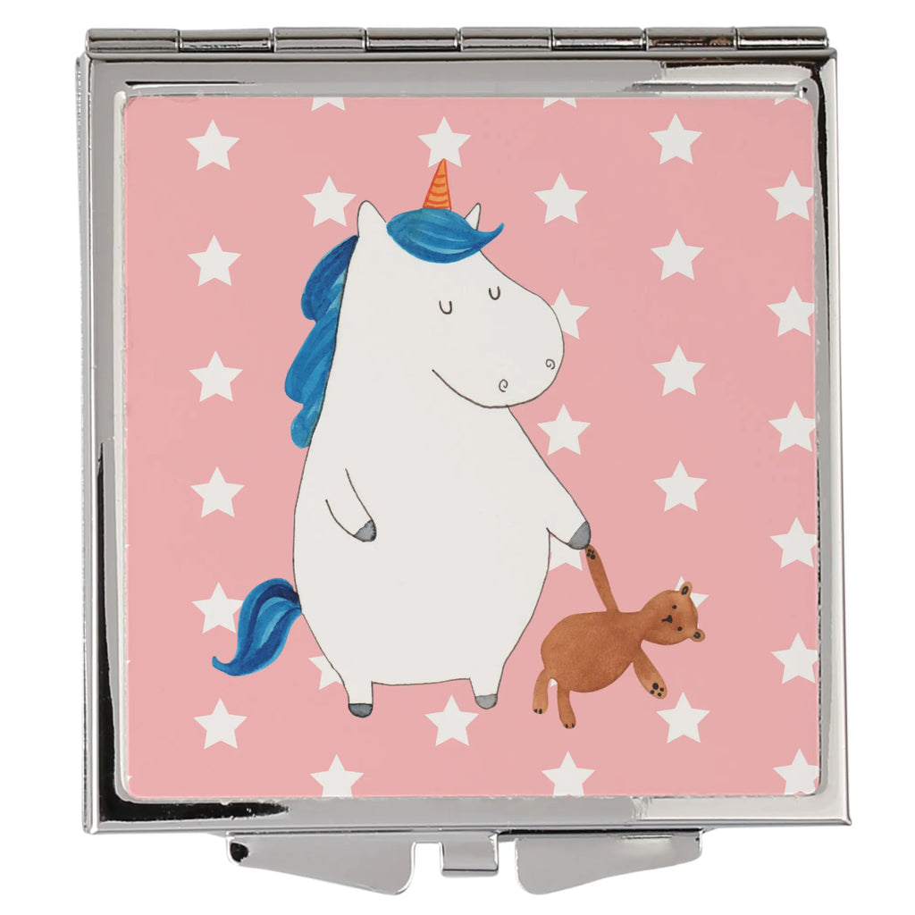 Kwadratowe lusterko do torebki Jednorożec Miś Jednorożec, jednorożce, dekoracje jednorożca, jednorożec