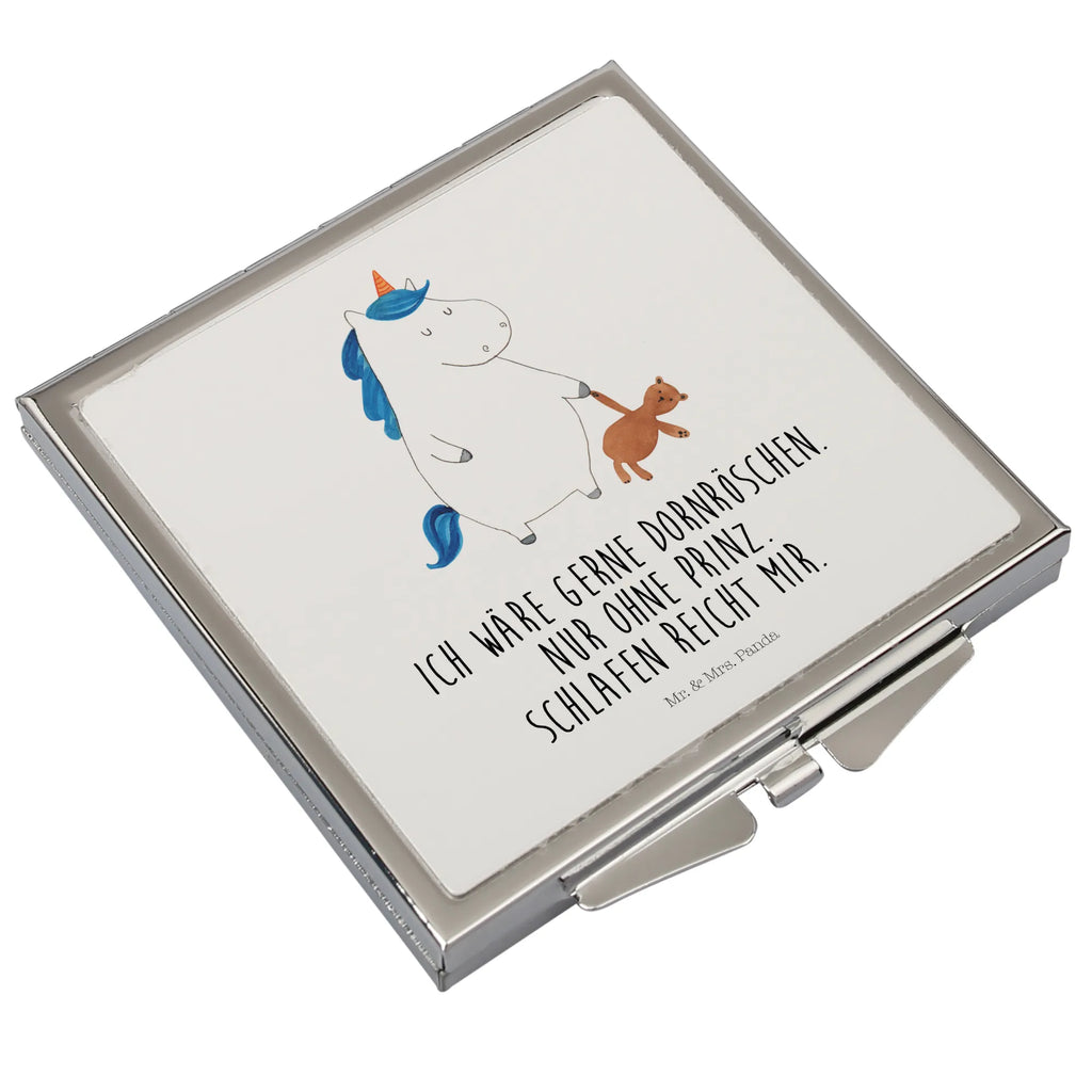 Kwadratowe lusterko do torebki Jednorożec Miś Jednorożec, jednorożce, dekoracje jednorożca, jednorożec