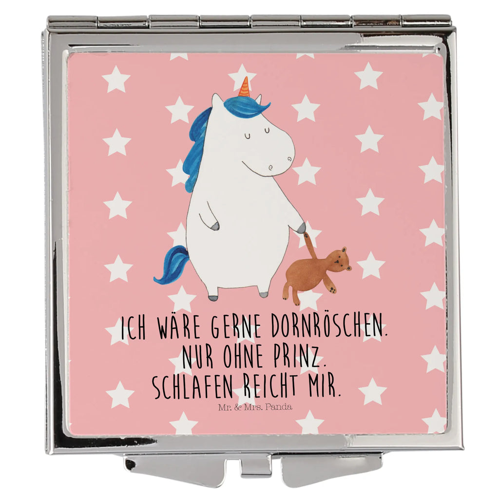 Kwadratowe lusterko do torebki Jednorożec Miś Jednorożec, jednorożce, dekoracje jednorożca, jednorożec