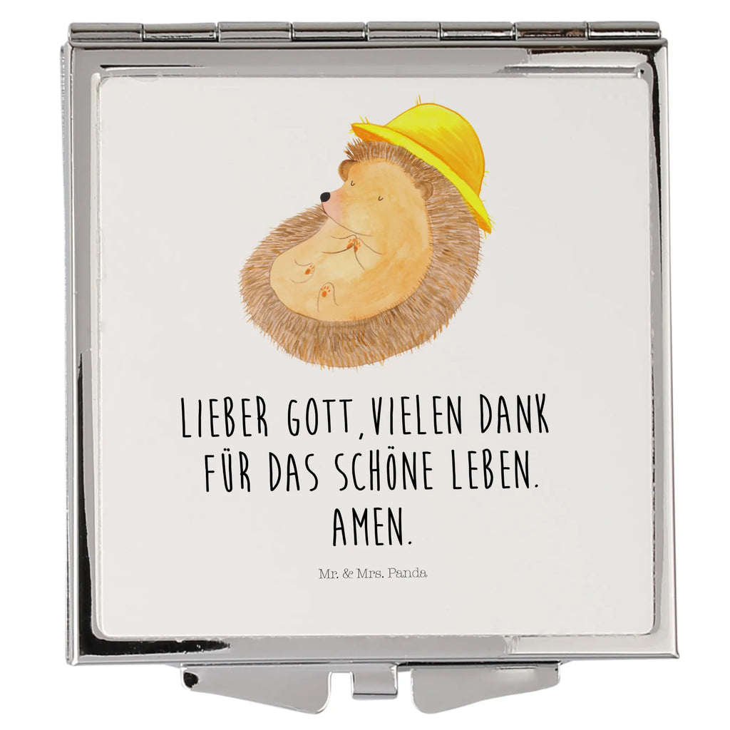 Handbag mirror Hedgehog Pray make up, handbag, make-up mirror, square, silver, mirror, small animals, cute, funny, cute animal motives, hand drawn, small world, funny sayings, good mood, happy, gifts, gift ideas, special gifts, animal lover, card, gratitude, sun hat, enjoy, be grateful, life, God, hedgehog with hat, Amen, pray, hedgehog