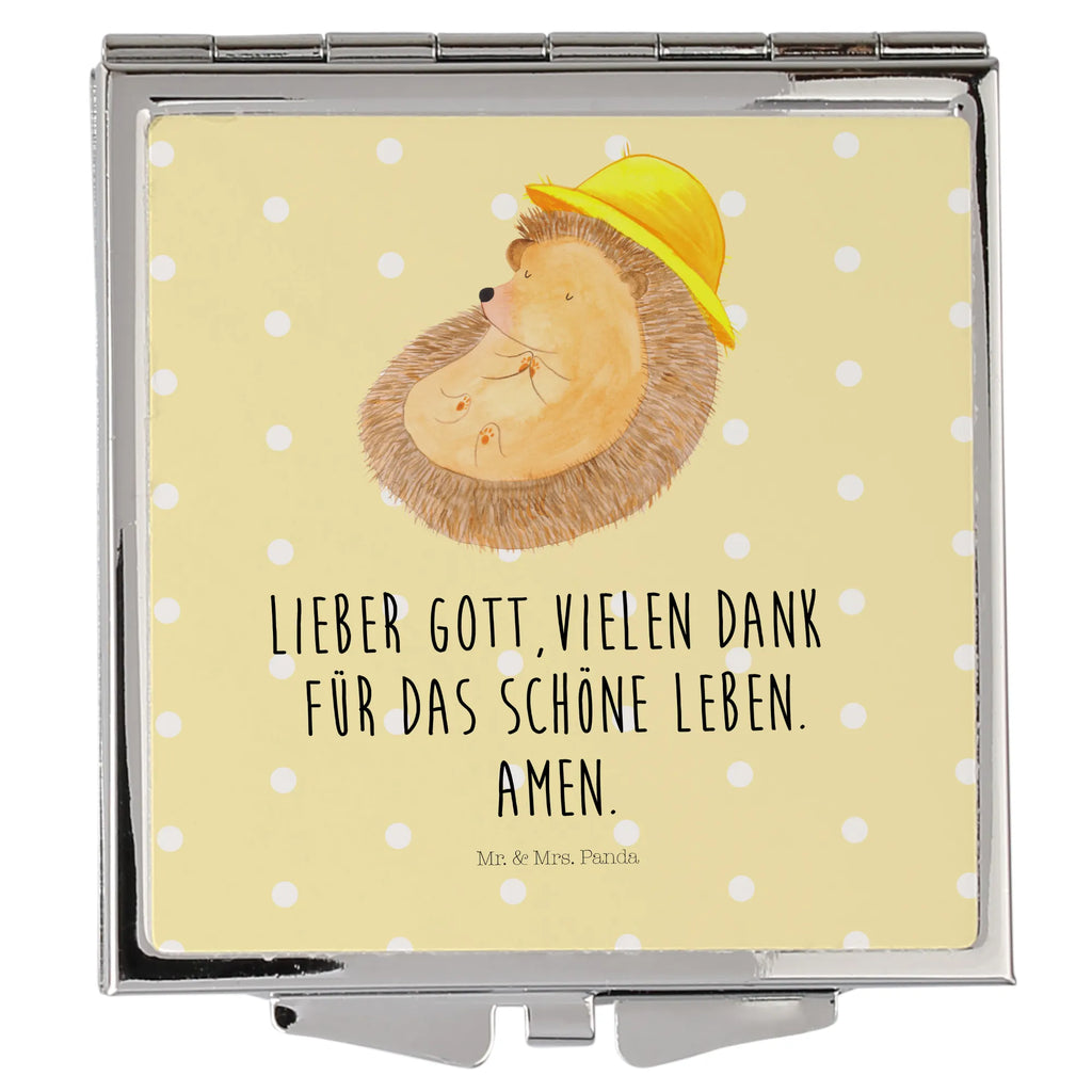 Handbag mirror Hedgehog Pray make up, handbag, make-up mirror, square, silver, mirror, small animals, cute, funny, cute animal motives, hand drawn, small world, funny sayings, good mood, happy, gifts, gift ideas, special gifts, animal lover, card, gratitude, sun hat, enjoy, be grateful, life, God, hedgehog with hat, Amen, pray, hedgehog