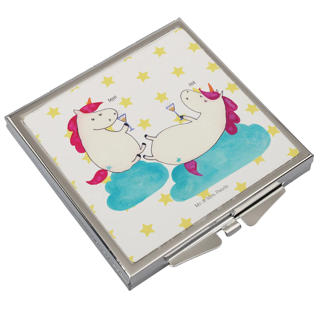 Kwadratowe lusterko do torebki jednorożec szampan Jednorożec, jednorożce, dekoracje jednorożca, jednorożec