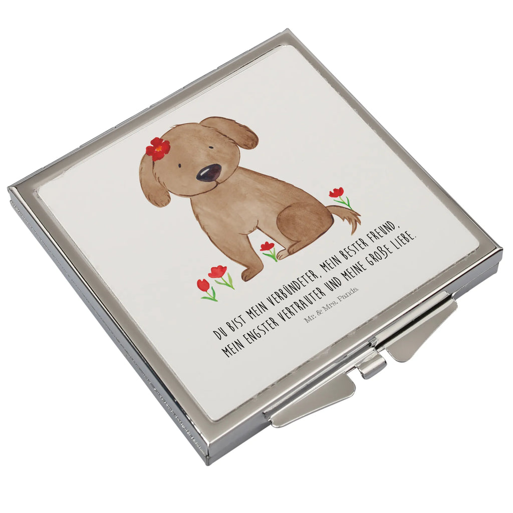 Kwadratowe lusterko do torebki pies Dama Pies, motyw psa, zwierzę domowe, rasa psa, miłośnik zwierząt, właściciel psa, powiedzenia