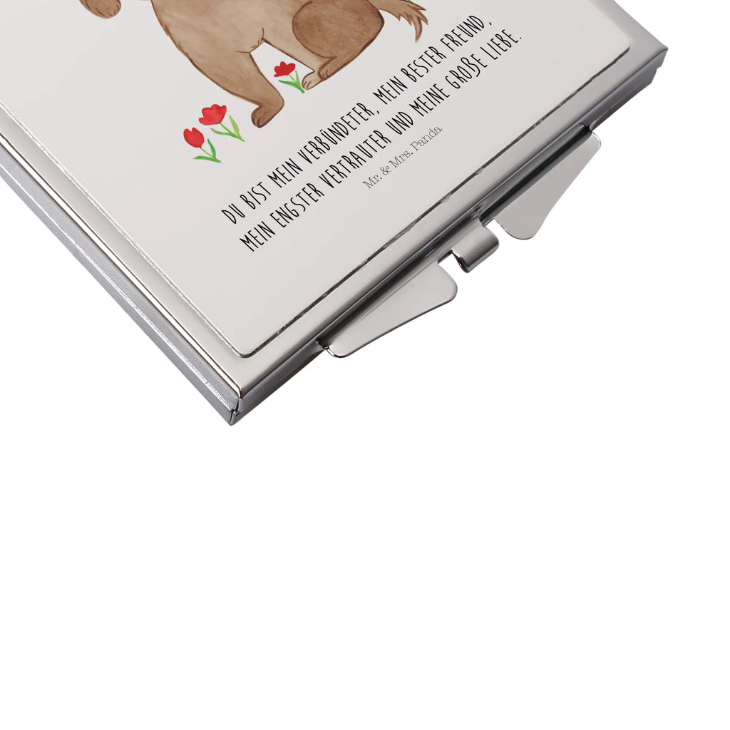 Kwadratowe lusterko do torebki pies Dama Pies, motyw psa, zwierzę domowe, rasa psa, miłośnik zwierząt, właściciel psa, powiedzenia