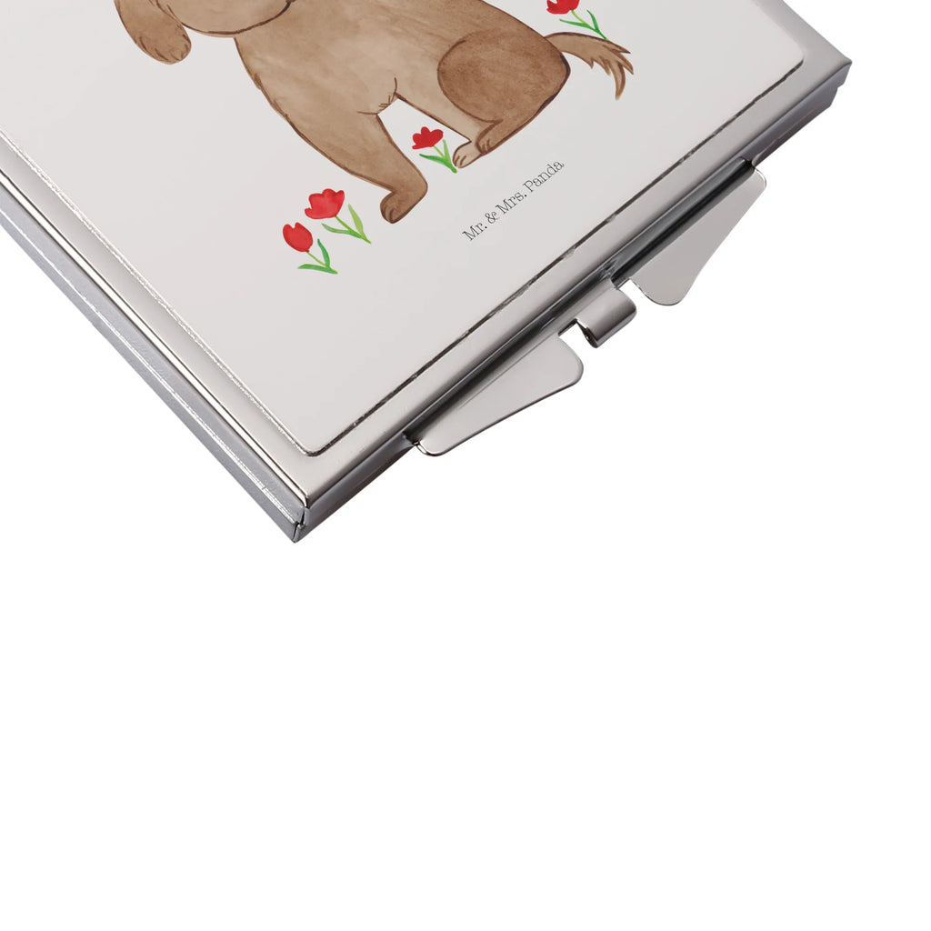 Kwadratowe lusterko do torebki pies Dama Pies, motyw psa, zwierzę domowe, rasa psa, miłośnik zwierząt, właściciel psa, powiedzenia