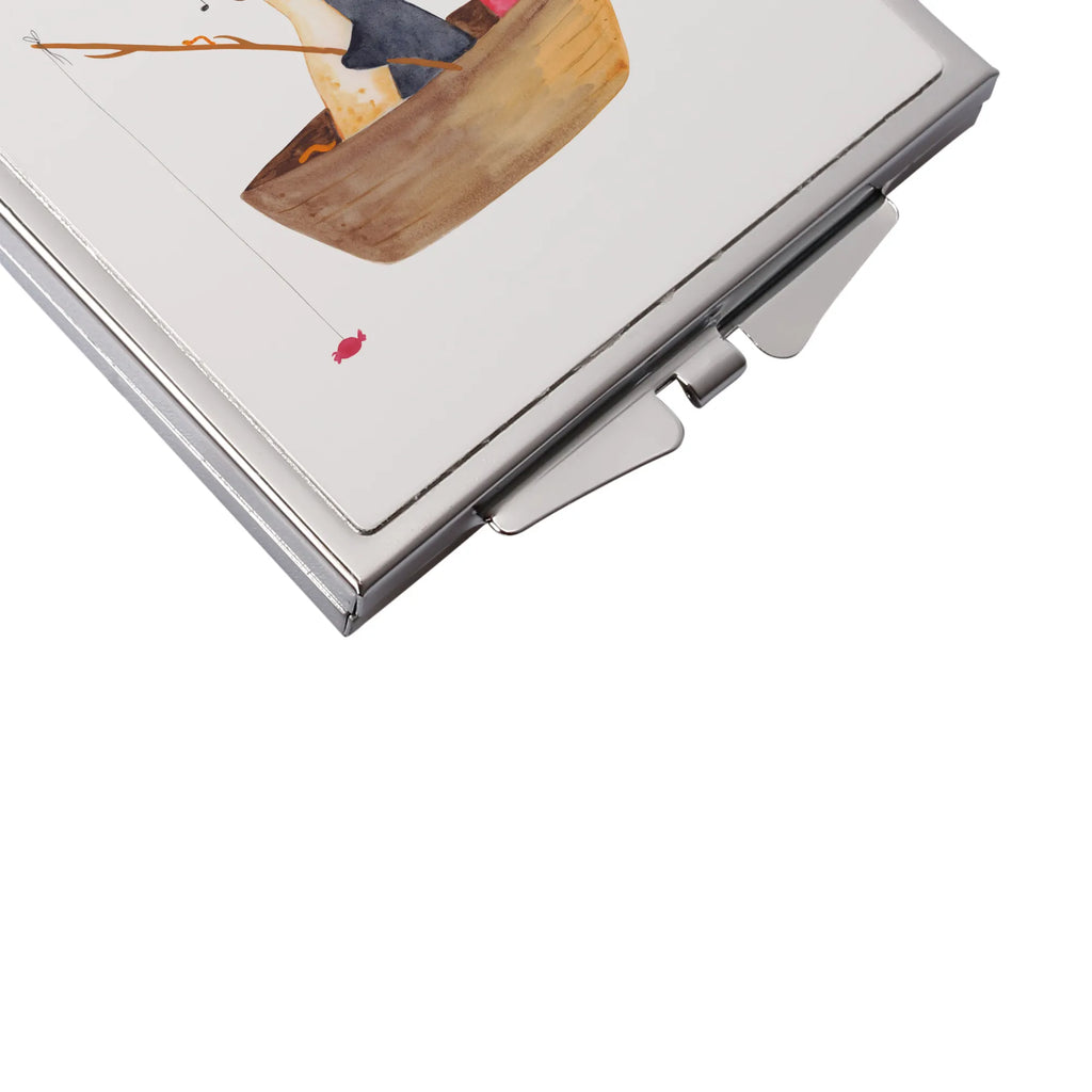 Kwadratowe lusterko do torebki pingwin łódka wędkarska Pinguin