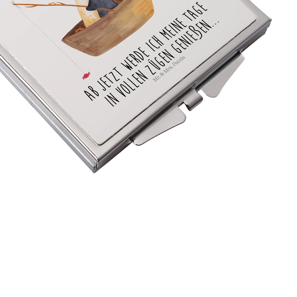 Kwadratowe lusterko do torebki pingwin łódka wędkarska Pinguin