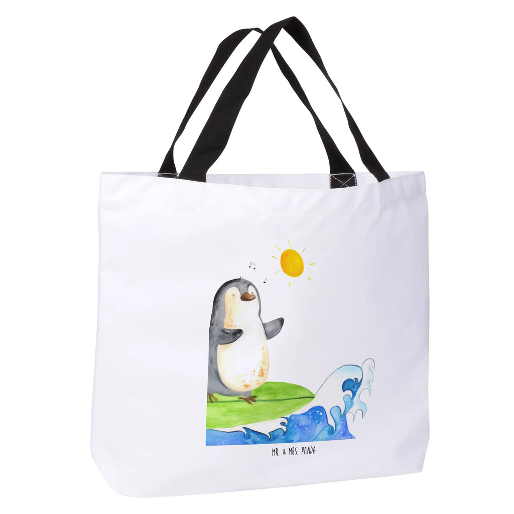 Shopper Pinguin Surfer Einkaufstasche, Strandtasche, Alltagstasche, Shopper, Schultasche, Schulbeutel, Beutel, Einkaufsbeutel, Tragebeutel, Tasche, Freizeittasche, Pinguin, Hawaii, Pinguine, Urlaub, Portugal, Surfer, Wellen reiten, surfen, Wellen