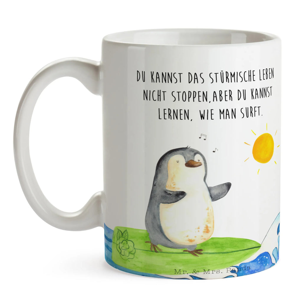 Tasse Pinguin Surfer Tasse mit Motiven, Teetasse, Geschenktasse, Kaffeetasse, Bürotasse, Tasse, Tasse mit Zitaten, Porzellantasse, Keramiktasse, Pinguin, surfen, Portugal, Wellen reiten, Pinguine, Wellen, Hawaii, Urlaub, Surfer
