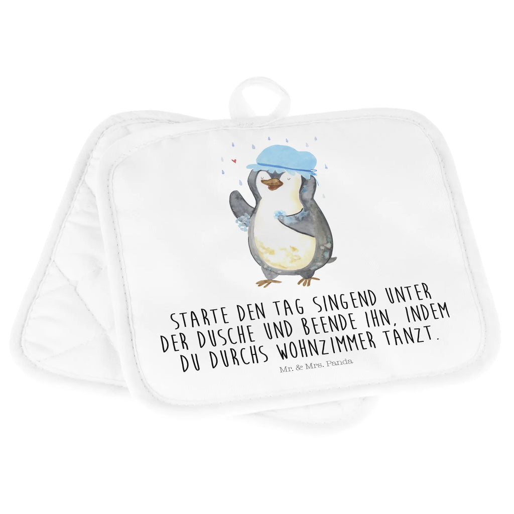 2-elementowy zestaw podkładek pod garnki Pingwin Prysznic Topflappen mit Spruch, Ofenhandschuh, Schöne Topflappen, Topflappen 2er Set, Topflappen Set, Topflappenset, Topfhandschuhe, Topfhandschuh, Topflappen lustig, Topflappen, Topfuntersetzer, Ofenhandschuhe, Pinguin, Motivation, Neustart, Pinguine, Neuanfang, Dusche, duschen, glücklich sein, Lebensmotto
