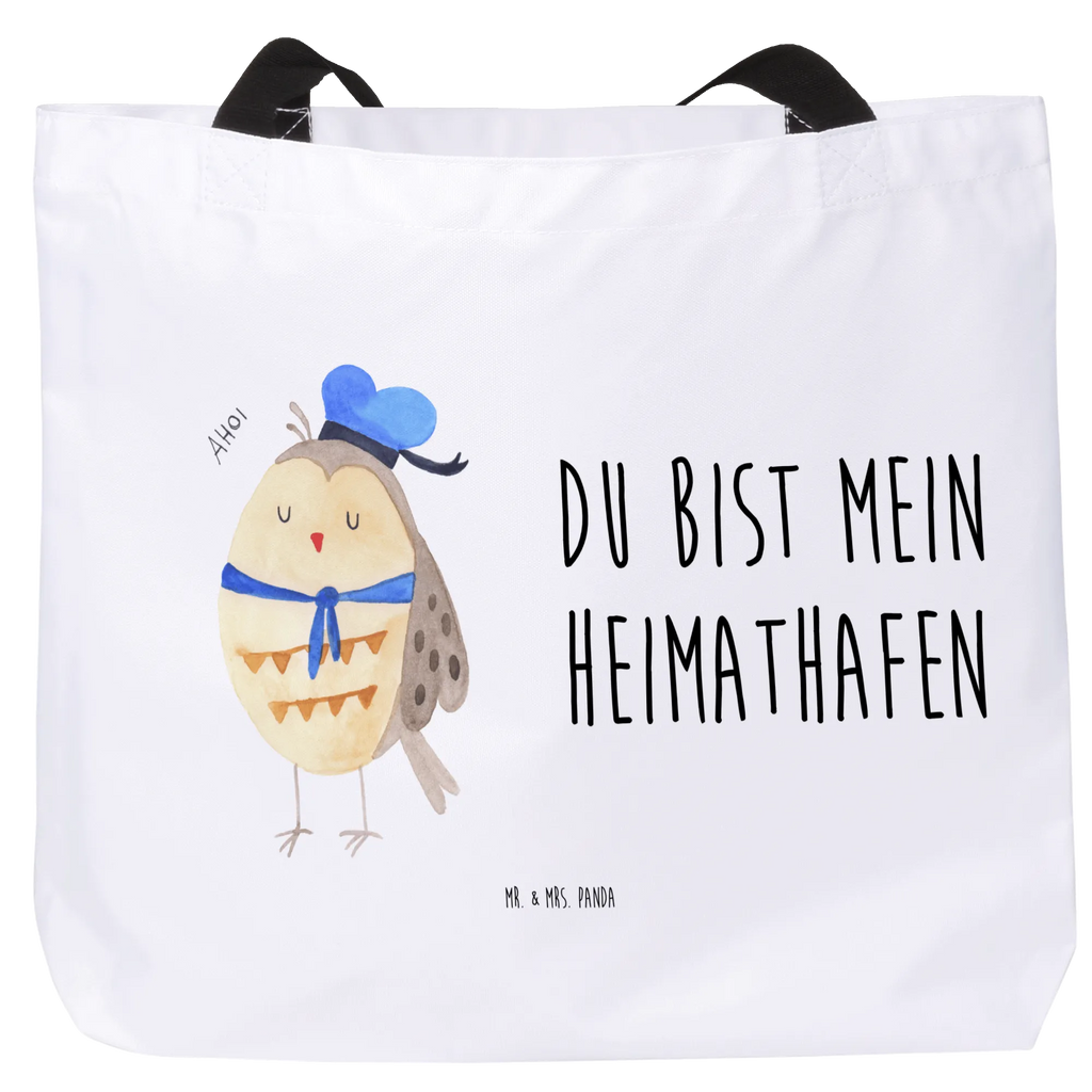 Shopper Eule Matrose Alltagstasche, Schultertasche, XXL Tasche, Tragebeutel, Stofftasche, Einkaufstasche, Strandtasche, Ausflug, Freizeittasche, Schultasche, Einkaufsbeutel, Shopper, Schulbeutel, Beutel, XL, Tüte, Eule, Owl, Wortspiel Lustig, Ehe, Eule Deko, Matrose, Heimathafen, Seefahrer, Hochzeitstag Geschenk, Eule Spruch, Freundin