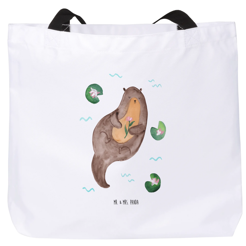 Shopper otter Water Lily Schultertasche, Beutel, Einkaufsbeutel, Schulbeutel, Strandtasche, Freizeittasche, Stofftasche, Tragebeutel, Shopper, XXL Tasche, Einkaufstasche, XL, Tüte, Schultasche, Ausflug, Alltagstasche, Otter, Fischotter, Seeotter, Otter Seeotter See Otter