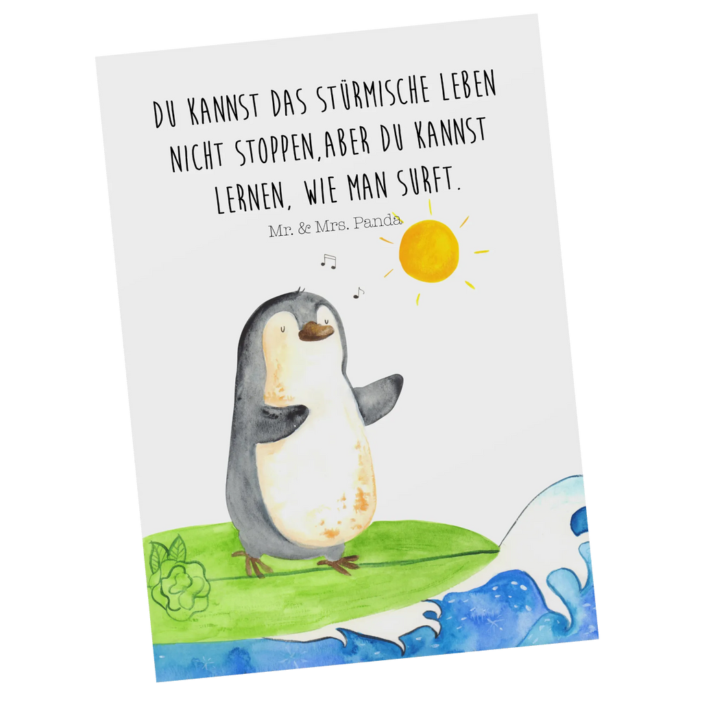 Postkarte Pinguin Surfer Motivkarte, Kunstkarten, Postkarten, Grußkarte, einzelkarte, Postkarte, Designkarte, kunstkarte, Ansichtskarte, Fotokarte, spruchkarte, bildkarte, Ansichtskarten, Pinguin, Hawaii, Portugal, Surfer, Wellen, Surfen, Wellen Reiten, Pinguine, Urlaub