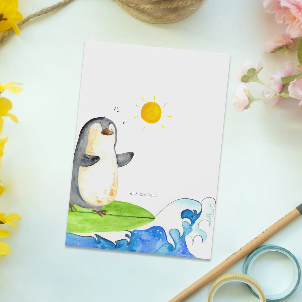 Postkarte Pinguin Surfer Motivkarte, Kunstkarten, Postkarten, Grußkarte, einzelkarte, Postkarte, Designkarte, kunstkarte, Ansichtskarte, Fotokarte, spruchkarte, bildkarte, Ansichtskarten, Pinguin, Hawaii, Portugal, Surfer, Wellen, Surfen, Wellen Reiten, Pinguine, Urlaub