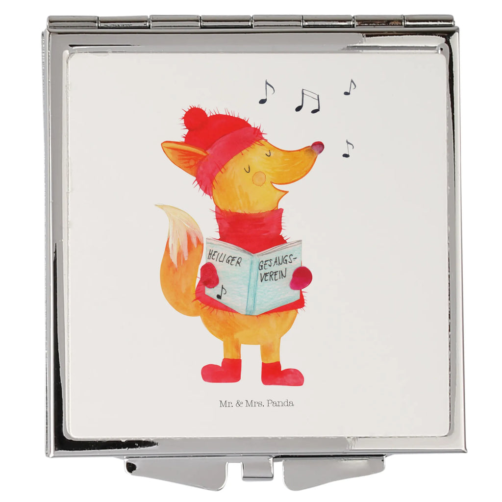 Kwadratowe lusterko do torebki lis Śpiewak Zima, Boże Narodzenie, dekoracje świąteczne, Mikołaj, Adwent, Wigilia, zimowy motyw