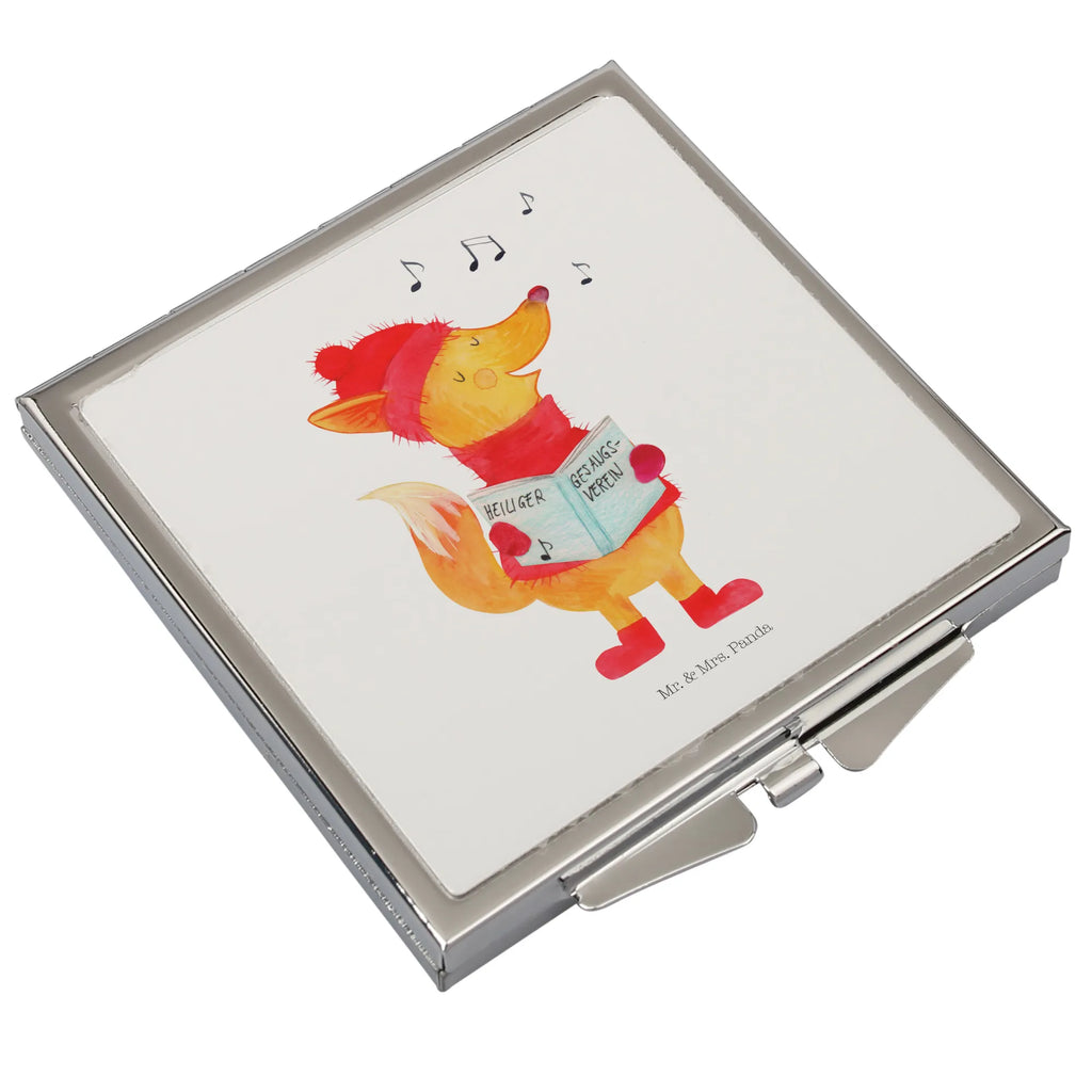 Kwadratowe lusterko do torebki lis Śpiewak Zima, Boże Narodzenie, dekoracje świąteczne, Mikołaj, Adwent, Wigilia, zimowy motyw