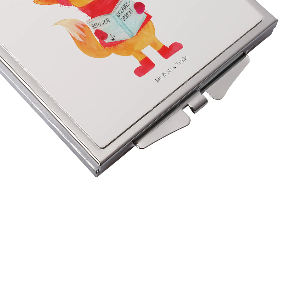 Kwadratowe lusterko do torebki lis Śpiewak Zima, Boże Narodzenie, dekoracje świąteczne, Mikołaj, Adwent, Wigilia, zimowy motyw