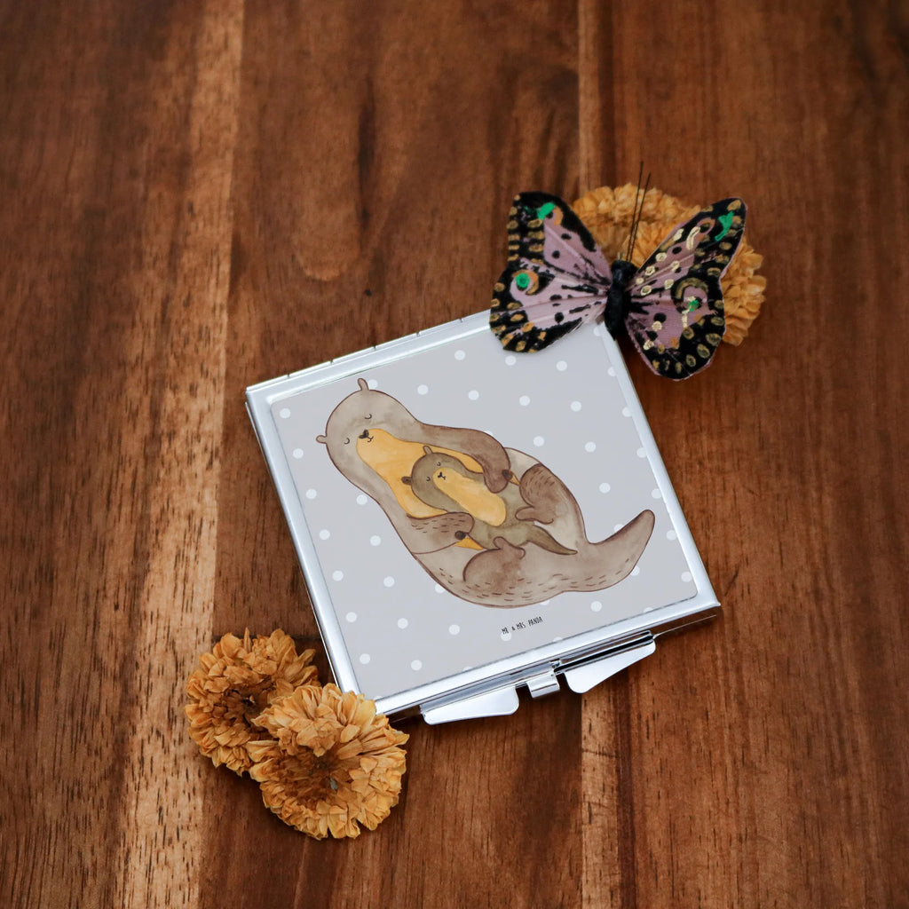 Kwadratowe lusterko do torebki wydra dziecko Kuna, wydra, morska wydra