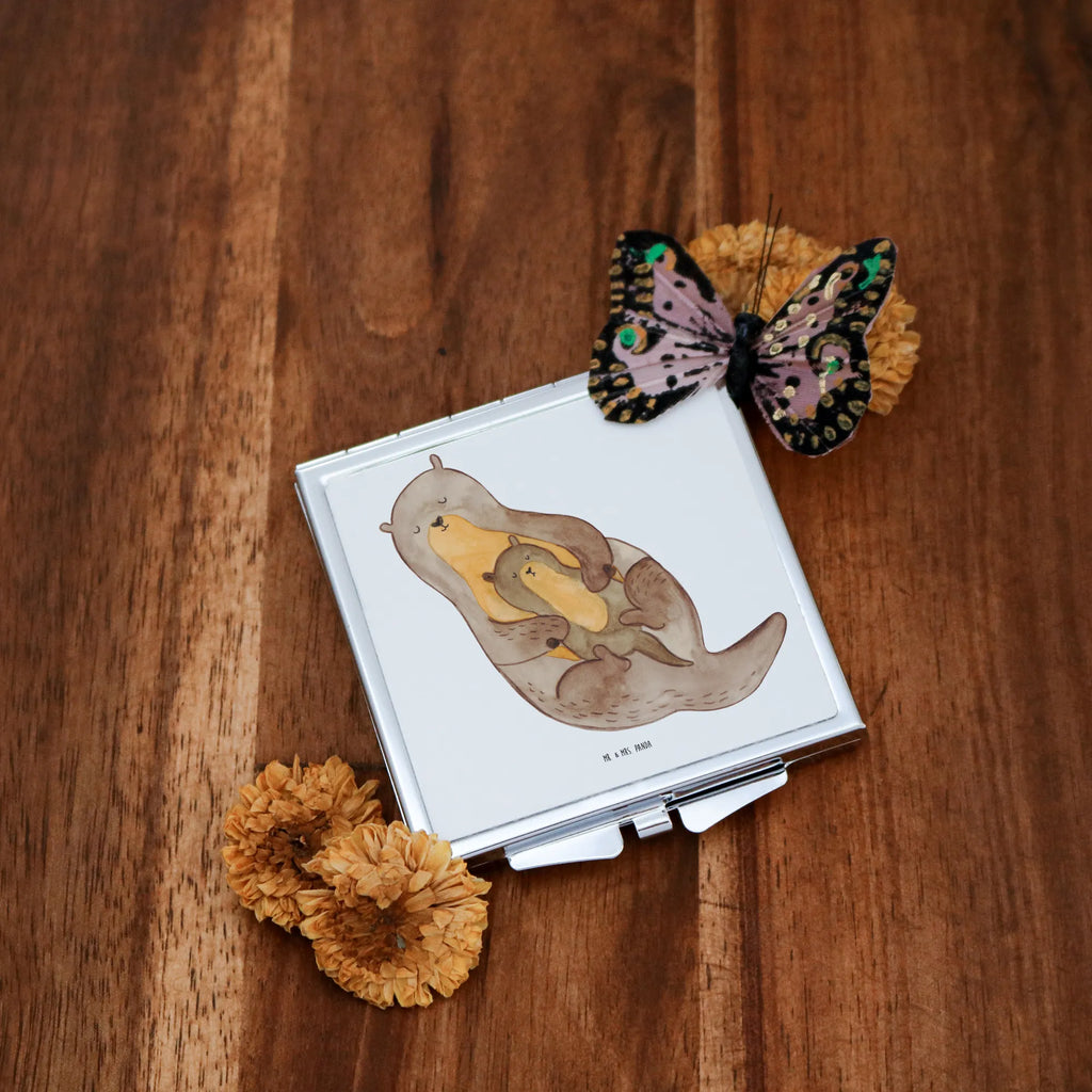 Kwadratowe lusterko do torebki wydra dziecko Kuna, wydra, morska wydra