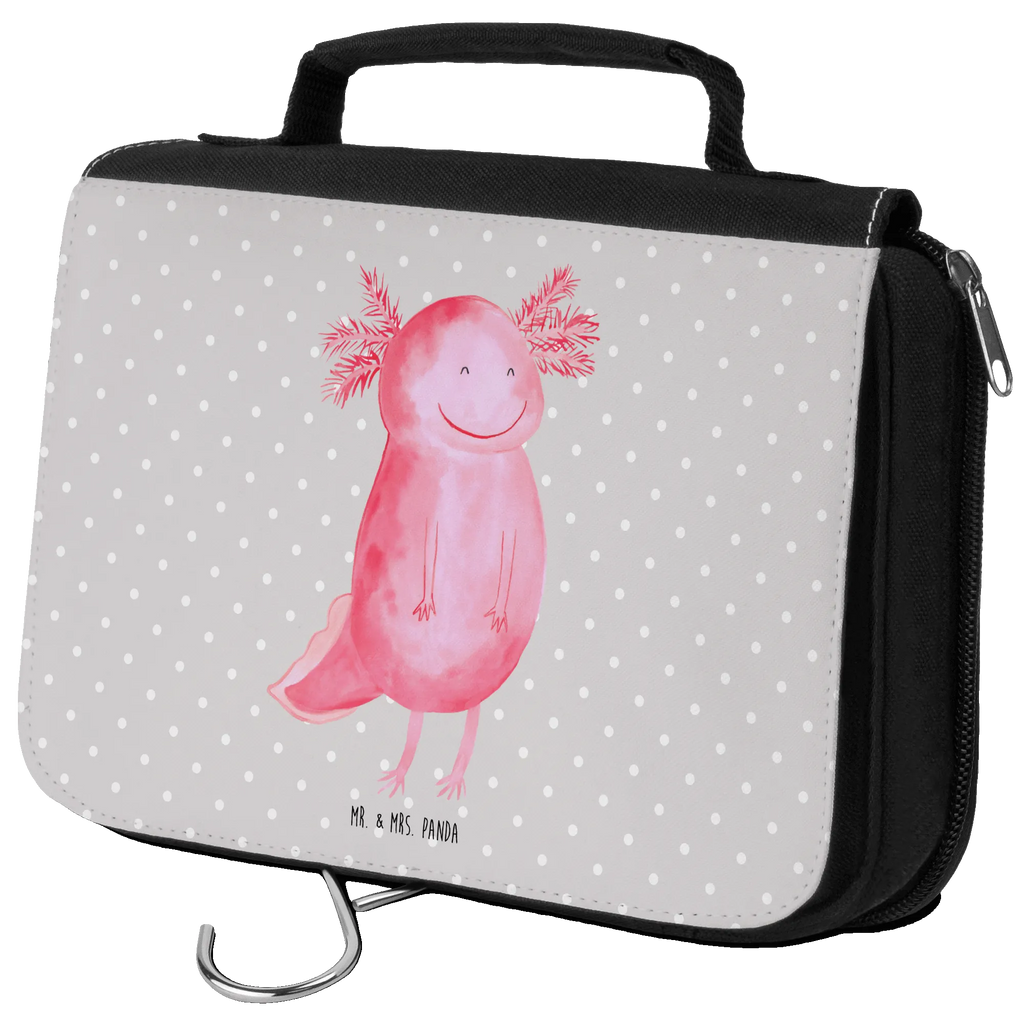 Wash bag axolotl Happy Schminktasche, hygienebeutel, Kulturbeutel, Kosmetiktasche, Schminkbeutel, Kulturtasche, Toilettentasche, Waschbeutel, Reisebeutel, hygienetasche, Kulturbeutel Waschbar, Necessaire, beautycase, Waschtasche, badtasche, Axolotl, Molch, Axolot, Lurch, Gute Laune, Motivation, Schwanzlurch, Lurche