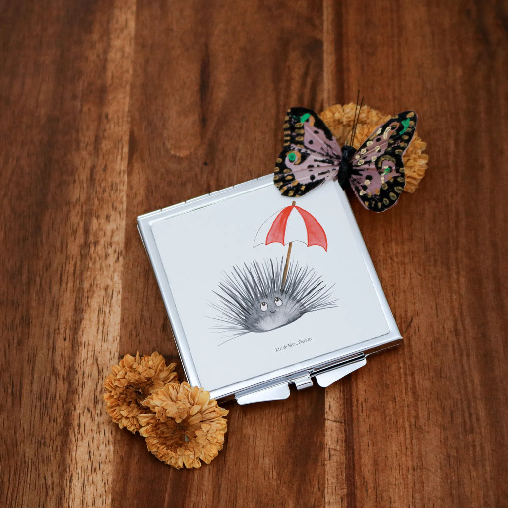 Handbag mirror Sea urchins square, make up, silver, handbag, mirror, make-up mirror, Seafood, aquatic animals, ocean, sea, fish, shells, corals, reef, whale, narwhal, sea urchin, lobster, platypus, turtle, manatee, crocodile, orca, shrimp, gifts for seafood lovers, water world, underwater animals, underwater world, vacation, deep sea, seafood fans, gift ideas, seafood decoration, seafood posters, self-acceptance, life, self-love, here and now, mindfulness, sea urchins, living