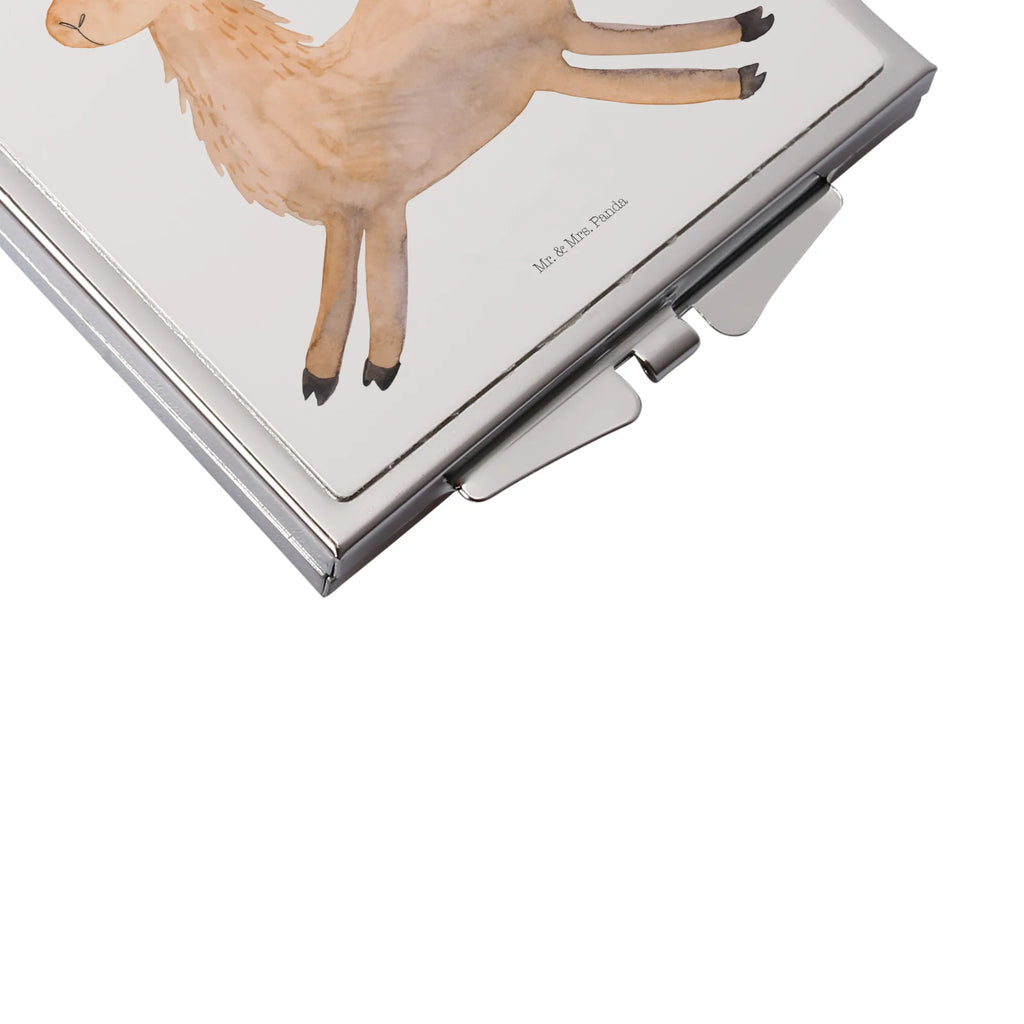 Handbag mirror lama Jump mirror, silver, handbag, make-up mirror, square, make up, Llama, llama, alpaca, trendy animal, start, happy day, girlfriend, favourite day, luck, llamas, graduation, Lama, exam, happy, new start, heartache, good morning