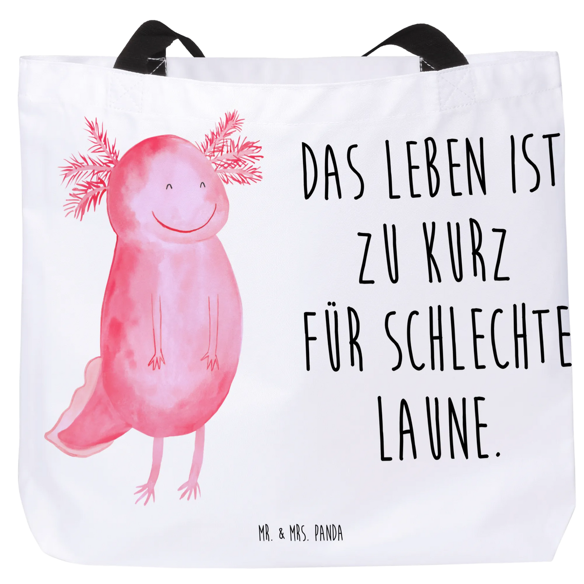 Shopper Axolotl Glücklich Strandtasche, Statement-Tasche, Schultasche, Freizeittasche, Tragebeutel, Büchertasche, City-Shopper, Pandatasche, Schulbeutel, Tragetasche, XL Tasche, Tasche, Alltagstasche, Reisetasche, Urlaubstasche, Einkaufstasche, Unitasche, Laptoptasche, studententasche, Stoffbeutel, Beutel, Tote Bag, Axolotl, Molch, Schwanzlurch, Motivation, Lurch, Gute Laune, Lurche, Axolot