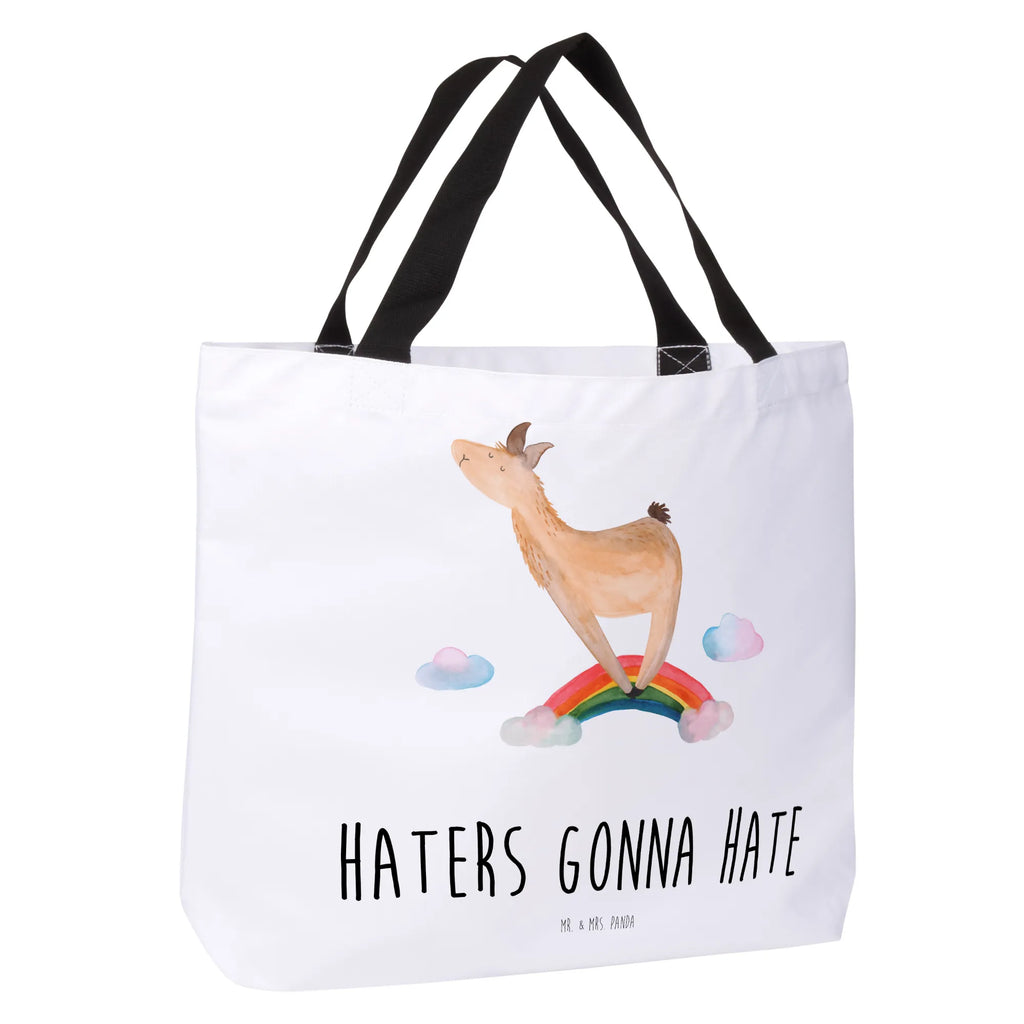 Shopper lama rainbow Tasche, Freizeittasche, Einkaufstasche, Alltagstasche, Strandtasche, Schultasche, Einkaufsbeutel, Schulbeutel, Shopper, Beutel, Tragebeutel, Lama, Alpaka, Freiheit, Regenbogen, Außenseiter, Lamas, Haters, Haters gonna hate, Schule, Hobby, Wolkenland, Selbstständig, Abi