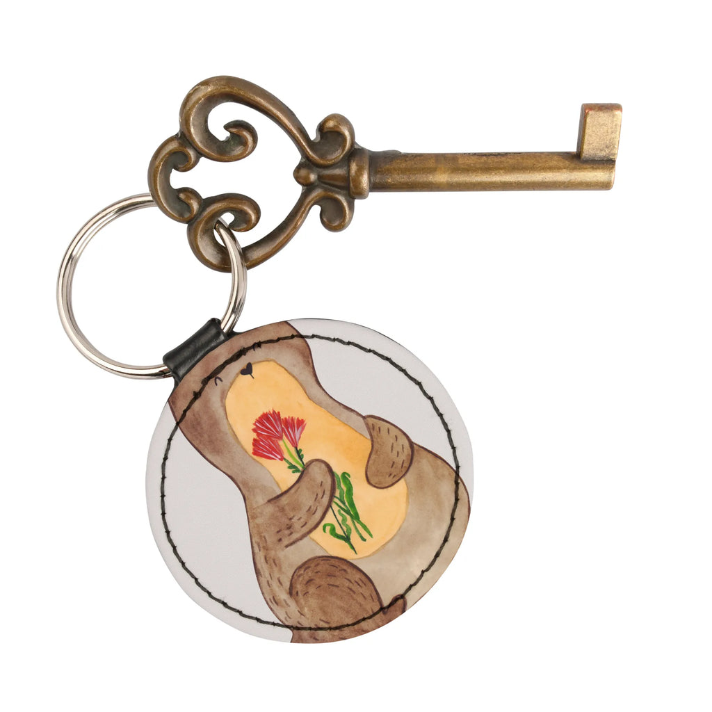 Round key ring otter Bunch of flowers lucky charm, pendant, bag pendant, keychain, key ring, otter, marten, sea otter, European otter, water mammal, aquatic animal, baby otter, predator, water, otter gifts, animal lover, gift ideas for animal lovers, animal, mammal, water animal, gifts for people in love, Otter Sea Otter Lake Otter