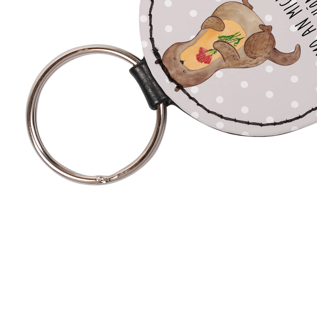 Round key ring otter Bunch of flowers lucky charm, pendant, bag pendant, keychain, key ring, otter, marten, sea otter, European otter, water mammal, aquatic animal, baby otter, predator, water, otter gifts, animal lover, gift ideas for animal lovers, animal, mammal, water animal, gifts for people in love, Otter Sea Otter Lake Otter