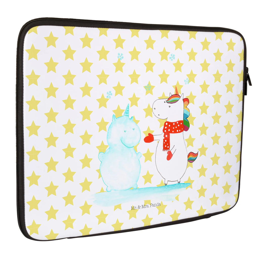 Laptop Bag unicorn snowman Notebook Tasche, Laptop, Computertasche, Tasche, Notebook-Tasche, Notebook-Reisehülle, Notebook Schutz, Einhorn, Einhörner, Einhorn Deko, Pegasus, Unicorn, Schneemann, Winter, Schnee, Kuchen, Weihnachten, kalt, Mütze, Handschuhe, X-Mas