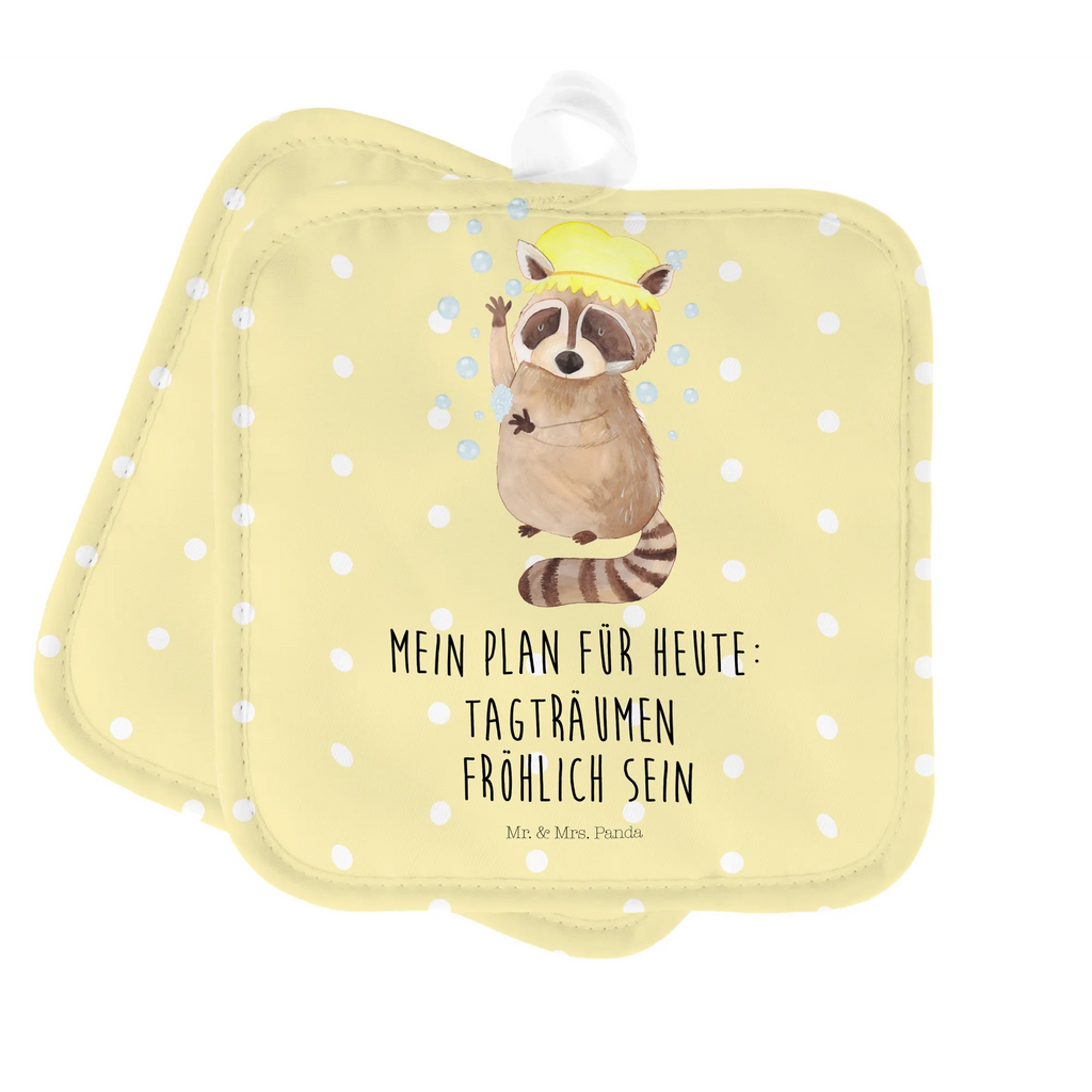 2er Set Topflappen  Waschbär Topflappen Set, Topflappen, Topflappen 2er Set, Topfhandschuhe, Topflappenset, topfhalter, 2er Set Topflappen, Topfuntersetzer, Tiere, Tiermotive, Gute Laune, Lustige Sprüche, Seifenblasen, Fröhlich, Waschen, Waschbär, Tagträumen, Plan