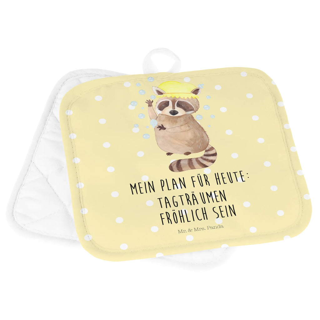 2er Set Topflappen  Waschbär Topflappen Set, Topflappen, Topflappen 2er Set, Topfhandschuhe, Topflappenset, topfhalter, 2er Set Topflappen, Topfuntersetzer, Tiere, Tiermotive, Gute Laune, Lustige Sprüche, Seifenblasen, Fröhlich, Waschen, Waschbär, Tagträumen, Plan