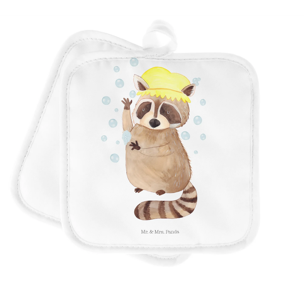 2er Set Topflappen  Waschbär Topflappen Set, Topflappen, Topflappen 2er Set, Topfhandschuhe, Topflappenset, topfhalter, 2er Set Topflappen, Topfuntersetzer, Tiere, Tiermotive, Gute Laune, Lustige Sprüche, Seifenblasen, Fröhlich, Waschen, Waschbär, Tagträumen, Plan
