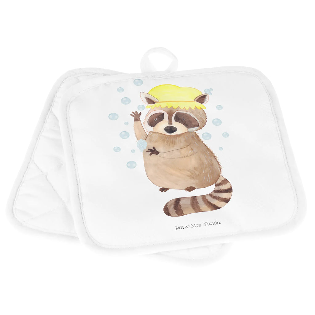 2er Set Topflappen  Waschbär Topflappen Set, Topflappen, Topflappen 2er Set, Topfhandschuhe, Topflappenset, topfhalter, 2er Set Topflappen, Topfuntersetzer, Tiere, Tiermotive, Gute Laune, Lustige Sprüche, Seifenblasen, Fröhlich, Waschen, Waschbär, Tagträumen, Plan