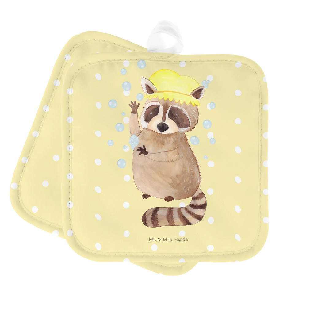 2er Set Topflappen  Waschbär Topflappen Set, Topflappen, Topflappen 2er Set, Topfhandschuhe, Topflappenset, topfhalter, 2er Set Topflappen, Topfuntersetzer, Tiere, Tiermotive, Gute Laune, Lustige Sprüche, Seifenblasen, Fröhlich, Waschen, Waschbär, Tagträumen, Plan