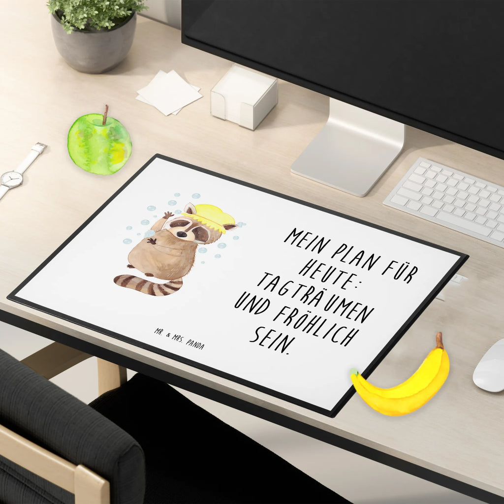 Schreibtischunterlage Waschbär Schreibtischunterlage Groß, Schreibtisch Unterlagen, Schreibwaren, Bürobedarf, Schreibunterlage, Schreibtischauflage, Büroartikel, Tiermotive, Gute Laune, lustige Sprüche, Tiere, Tagträumen, Fröhlich, Seifenblasen, waschen, Waschbär, Plan