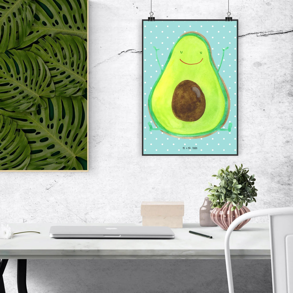 Poster avocado Happy Designposter, kunstposter, drucke, Wanddekoration, wanddruck, Posterdruck, grafikposter, Bild, Mr. & Mrs. Panda Poster, Wanddeko Bild, Bild für Wand, wandkunst, wanddeko, Poster, Kunstdruck, Wandschmuck, kunstdruck poster, Wandposter, kunst für die wand, Deko Bild, Wandbild, Plakat, Gesund, Vegan, Veggie, Avocado, Chaos