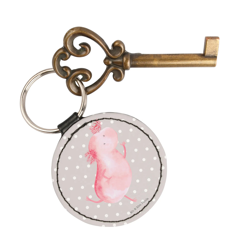Round key ring axolotl Dance schlüsselbund anhänger, Taschenanhänger, mini schlüsselanhänger, Schlüsselanhänger, Schlüsselaccessoire, Axolotl, Molch, Schwanzlurch, Axolot, Beste Freundin, Freundin, Sterne, Dachschaden, Lurche, Verrückt, Lurch