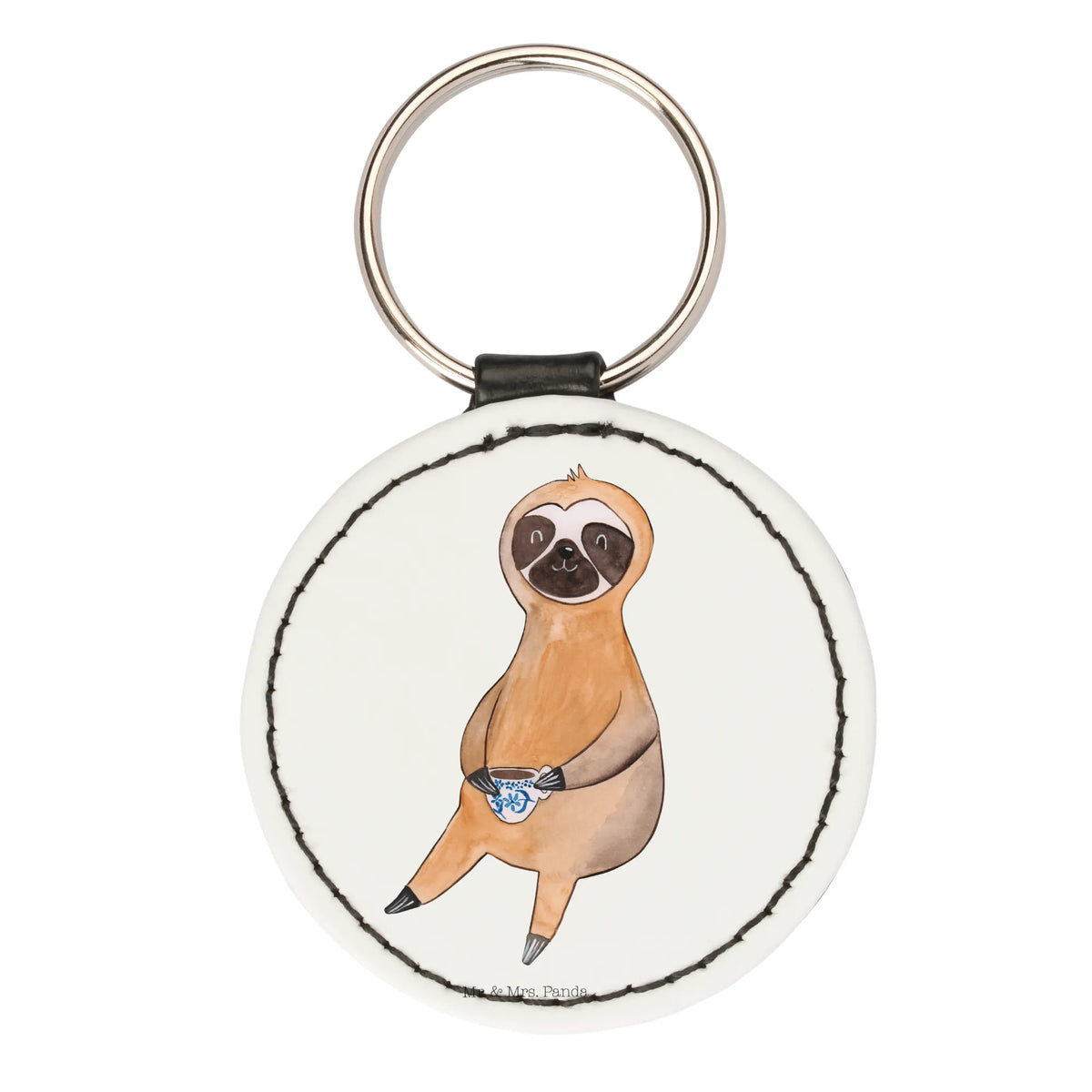 Round key ring sloth Coffee trend animal, favourite animal, lazy, connoisseur, first coffee, morning grumbler, early riser, coffee cup