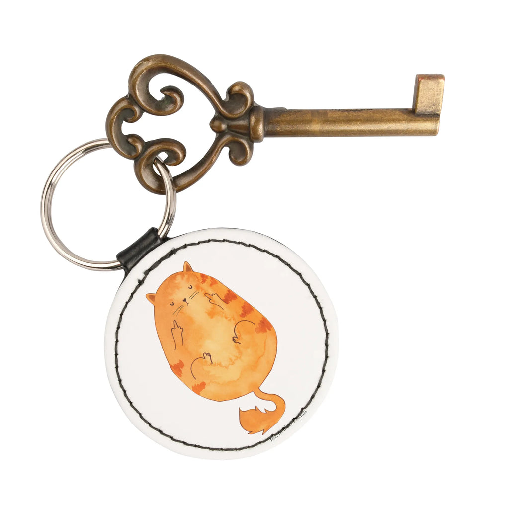Okrągły brelok kot środkowy palec Kot, motyw kotów, miłośnik kotów, dekoracje z kotami, przyjaciel kotów, entuzjasta kotów, produkty dla kotów, artykuły dla kotów, akcesoria dla kotów, pamiątki z kotami, produkty dla miłośników kotów, motywy kotów