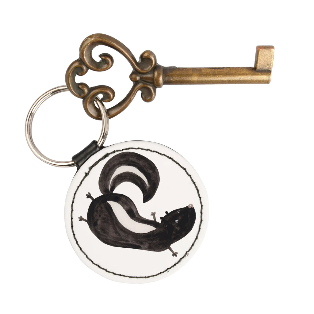 Round key ring skunk handstand schlüsselbund anhänger, Schlüsselaccessoire, Taschenanhänger, Schlüsselanhänger, mini schlüsselanhänger, Stinktier, Skunk, Wildtier, Raubtier, Stinki, Stinker, Verpielt, Spielplatz, Kind