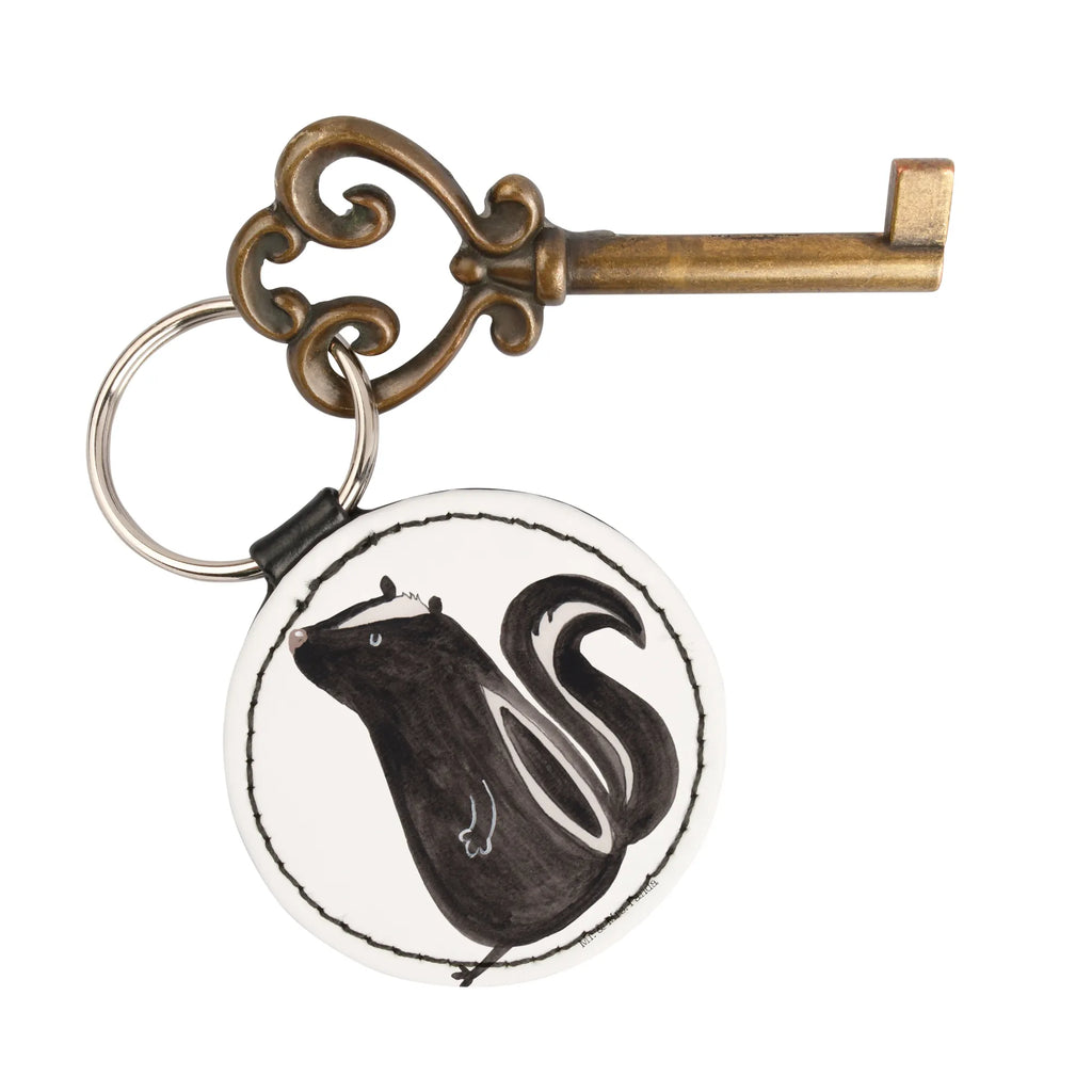 Round key ring skunk Sit pendant, key ring, bag pendant, lucky charm, keychain, Skunk, stinker, skunk, office, wild animal, predator, slogan, stinky, law, know-it-all