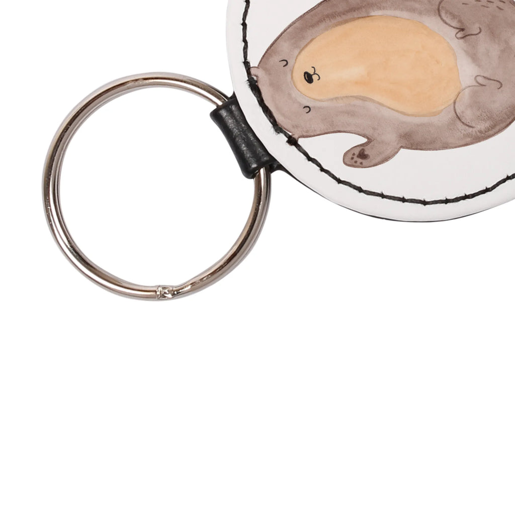 Rund Schlüsselanhänger Otter Umarmen mini schlüsselanhänger, Schlüsselaccessoire, Schlüsselanhänger, Taschenanhänger, schlüsselbund anhänger, Otter, Fischotter, Seeotter, Otter Seeotter See Otter