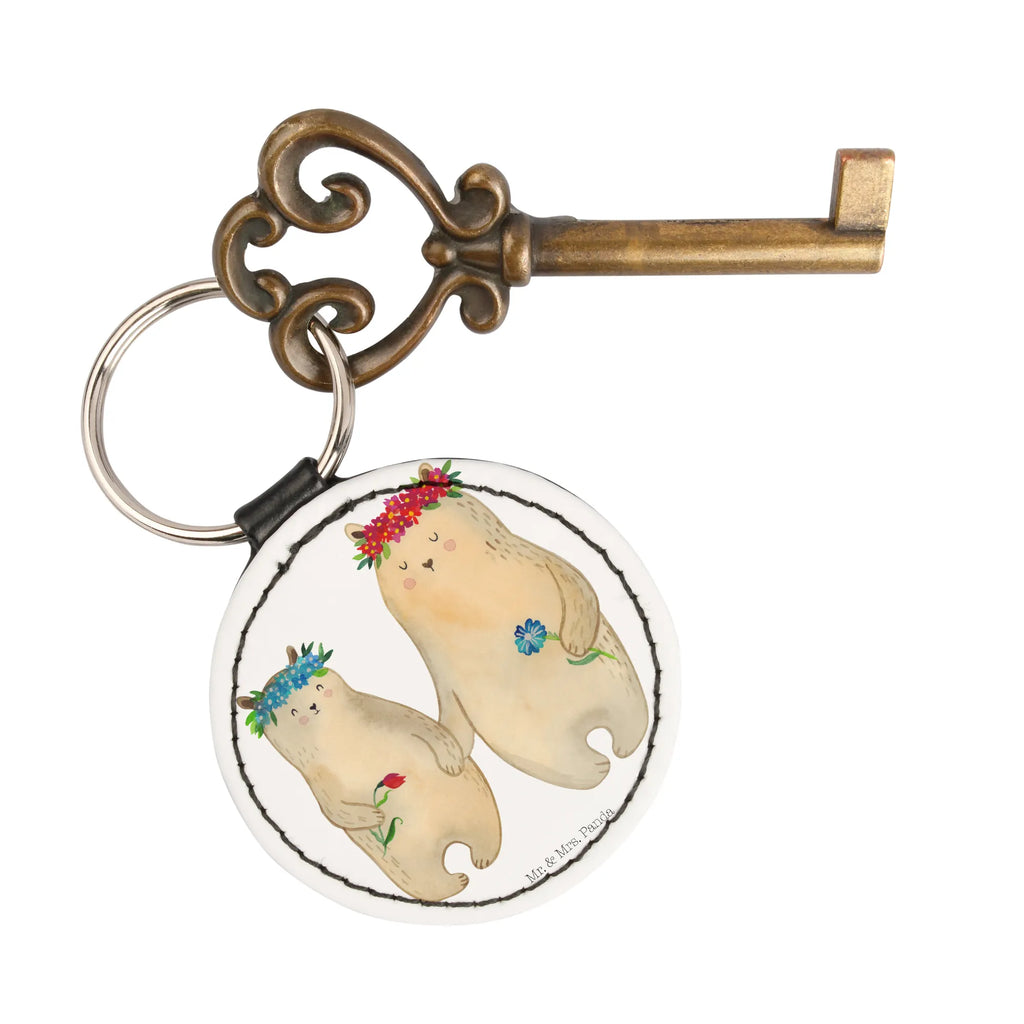 Rund Schlüsselanhänger Bären mit Blumenkranz Taschenanhänger, Schlüsselanhänger, schlüsselbund anhänger, Schlüsselaccessoire, mini schlüsselanhänger, Muttertag, Vatertag, Mama, Papa, Oma, Opa, Familie, Schwester, Bruder, Lieblingsmama, Geschenk Mama. Muttertag, Lieblingsmensch, Tochter, Mutti, Beste Mutter, Kind, Vorbild, Mutter, Töchter, Weltbeste Mama, Bär, Mami, Bären, Kinder, Family